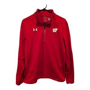 Under Armour Wisconsin Badgers Men’s Red 1/4 Zip Pullover Sweatshirt Size Small